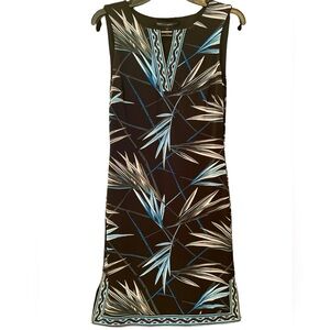 White House Black Market Abstact Palm Print Embroidered Sheath Dress size SP
